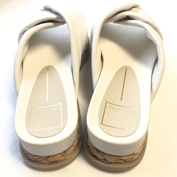 $100 EUC Dolce Vita 9 Giza Knotted Platform Slides Sandals White Brown - Picture 4 of 7